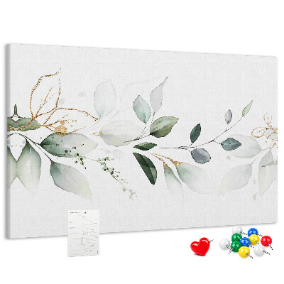 Tableau en liège Feuilles délicates aux accents dorés