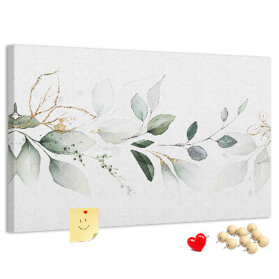 Tableau en liège Feuilles délicates aux accents dorés