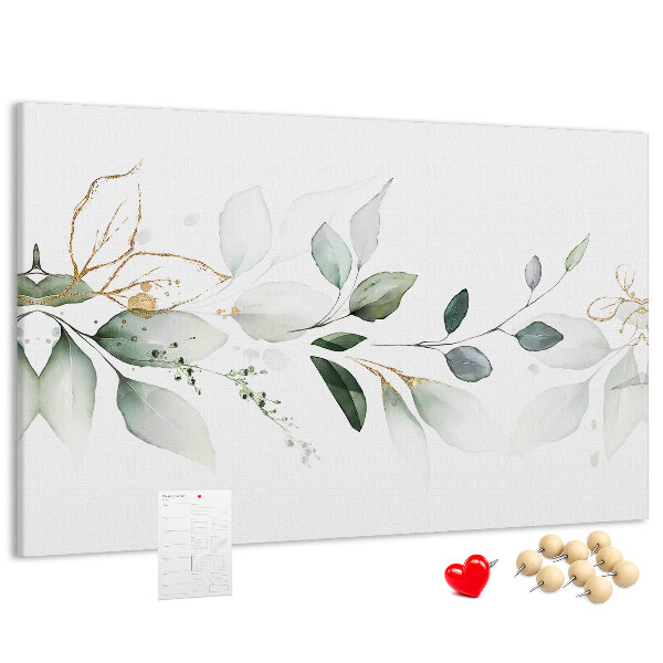 Tableau en liège Feuilles délicates aux accents dorés