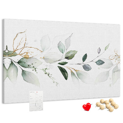 Tableau en liège Feuilles délicates aux accents dorés