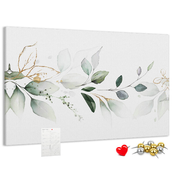 Tableau en liège Feuilles délicates aux accents dorés