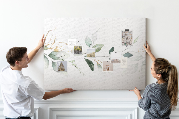 Tableau en liège Feuilles délicates aux accents dorés