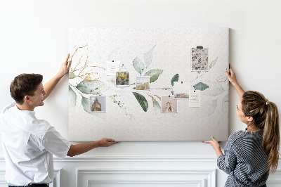 Tableau en liège Feuilles délicates aux accents dorés