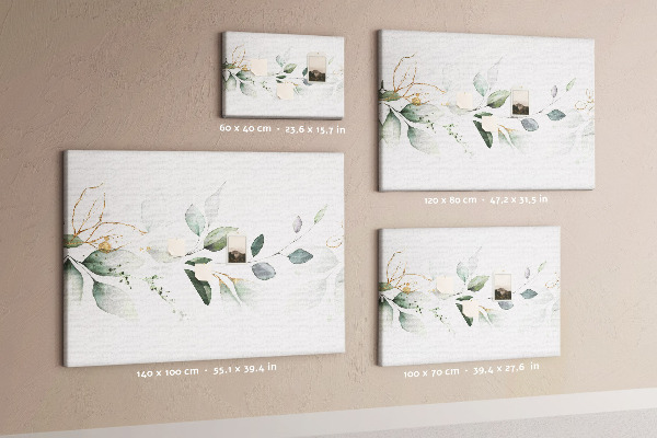 Tableau en liège Feuilles délicates aux accents dorés