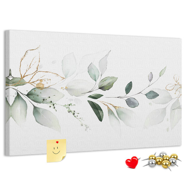 Tableau en liège Feuilles délicates aux accents dorés