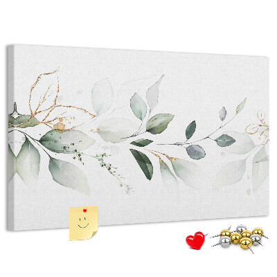 Tableau en liège Feuilles délicates aux accents dorés