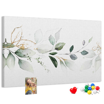 Tableau en liège Feuilles délicates aux accents dorés