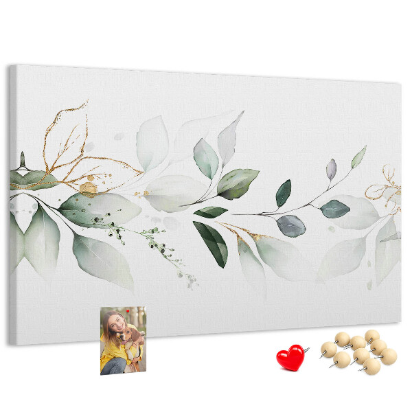 Tableau en liège Feuilles délicates aux accents dorés