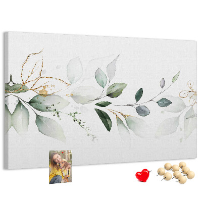 Tableau en liège Feuilles délicates aux accents dorés
