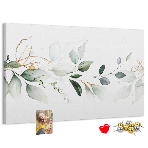 Tableau en liège Feuilles délicates aux accents dorés