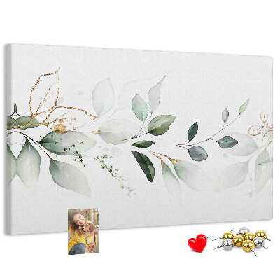 Tableau en liège Feuilles délicates aux accents dorés