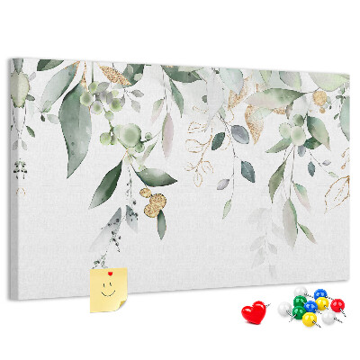 Tableau affichage liège Feuilles délicates dans des tons de vert