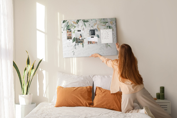 Tableau affichage liège Feuilles délicates dans des tons de vert