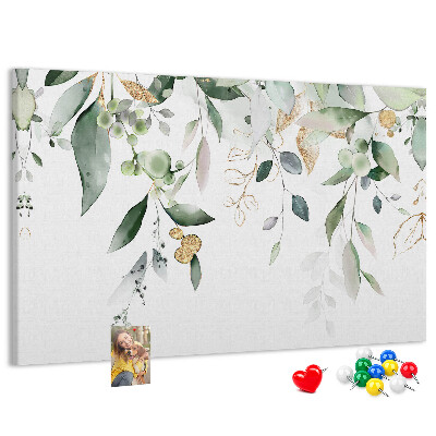 Tableau affichage liège Feuilles délicates dans des tons de vert