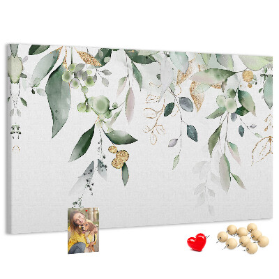 Tableau affichage liège Feuilles délicates dans des tons de vert