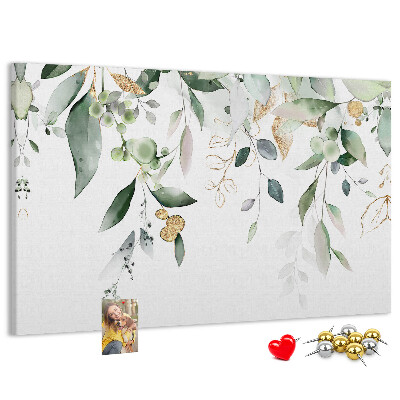 Tableau affichage liège Feuilles délicates dans des tons de vert