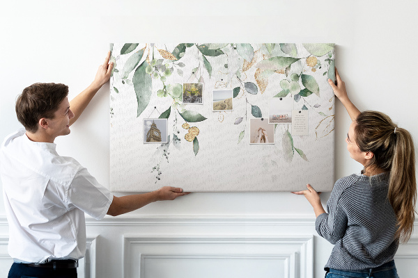 Tableau affichage liège Feuilles délicates dans des tons de vert