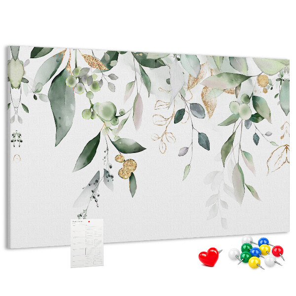 Tableau affichage liège Feuilles délicates dans des tons de vert