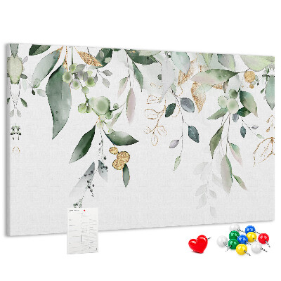 Tableau affichage liège Feuilles délicates dans des tons de vert