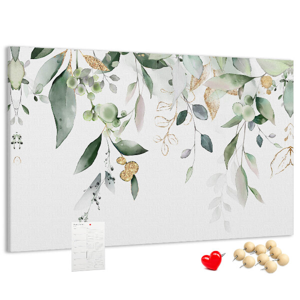 Tableau affichage liège Feuilles délicates dans des tons de vert