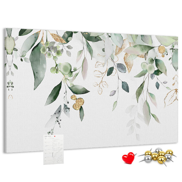 Tableau affichage liège Feuilles délicates dans des tons de vert