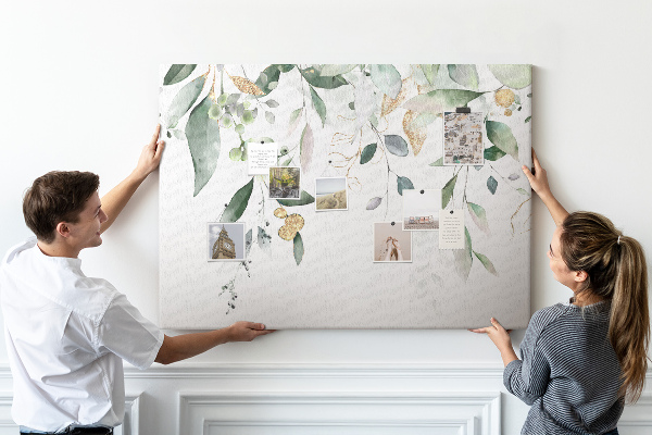 Tableau affichage liège Feuilles délicates dans des tons de vert