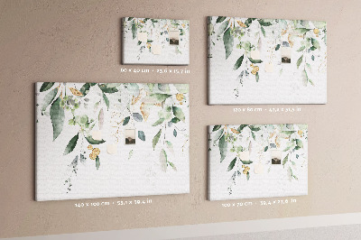 Tableau affichage liège Feuilles délicates dans des tons de vert