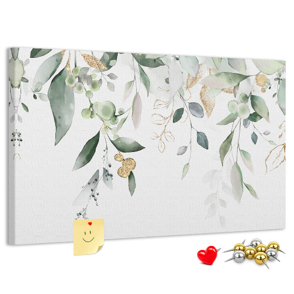 Tableau affichage liège Feuilles délicates dans des tons de vert