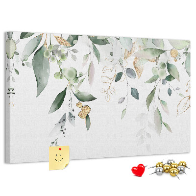 Tableau affichage liège Feuilles délicates dans des tons de vert