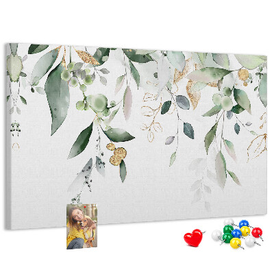 Tableau affichage liège Feuilles délicates dans des tons de vert