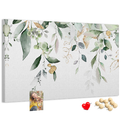 Tableau affichage liège Feuilles délicates dans des tons de vert