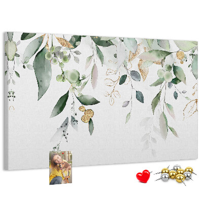 Tableau affichage liège Feuilles délicates dans des tons de vert
