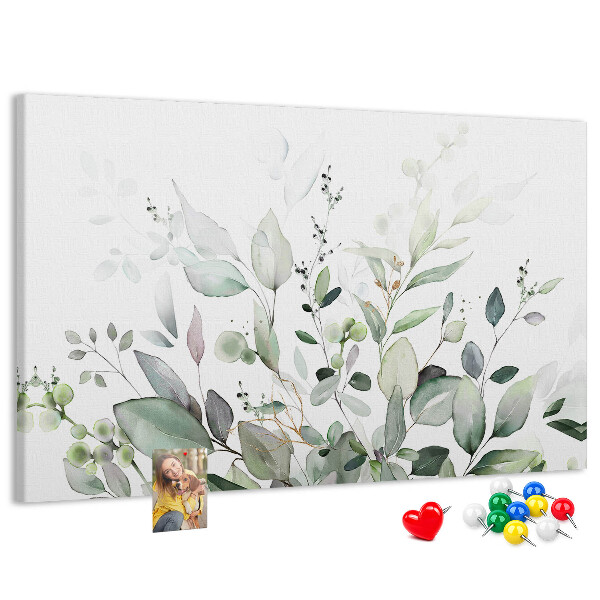 Tableau de liège Feuilles délicates dans des tons de vert