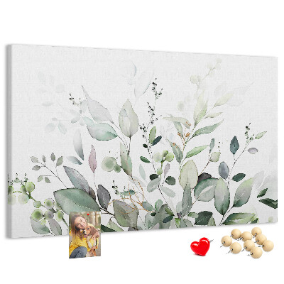 Tableau de liège Feuilles délicates dans des tons de vert