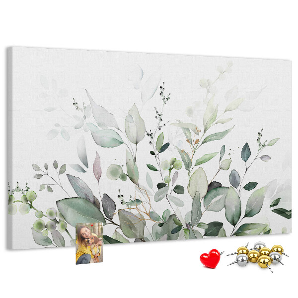 Tableau de liège Feuilles délicates dans des tons de vert