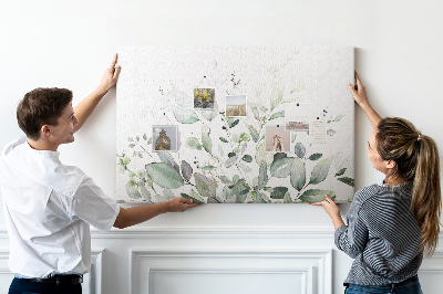 Tableau de liège Feuilles délicates dans des tons de vert