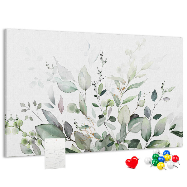 Tableau de liège Feuilles délicates dans des tons de vert