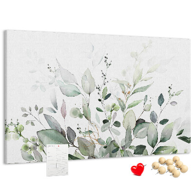Tableau de liège Feuilles délicates dans des tons de vert