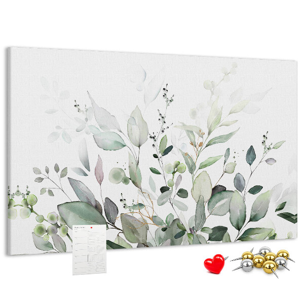 Tableau de liège Feuilles délicates dans des tons de vert