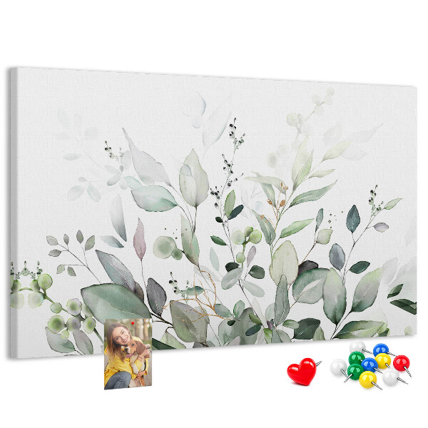 Tableau de liège Feuilles délicates dans des tons de vert