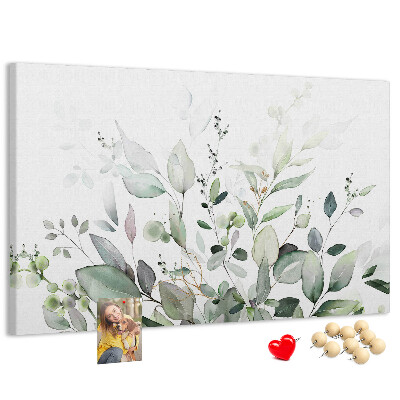 Tableau de liège Feuilles délicates dans des tons de vert