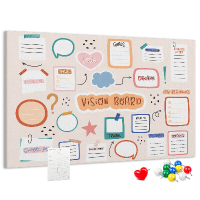 Tableau en liège Tableau de visualisation coloré avec des notes