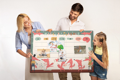Tableau affichage liège Animaux rétro sur un agenda hebdomadaire