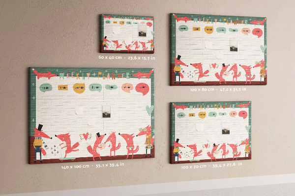 Tableau affichage liège Animaux rétro sur un agenda hebdomadaire