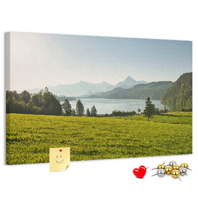 Tableau de liège Paysage de montagne pittoresque au bord du lac.