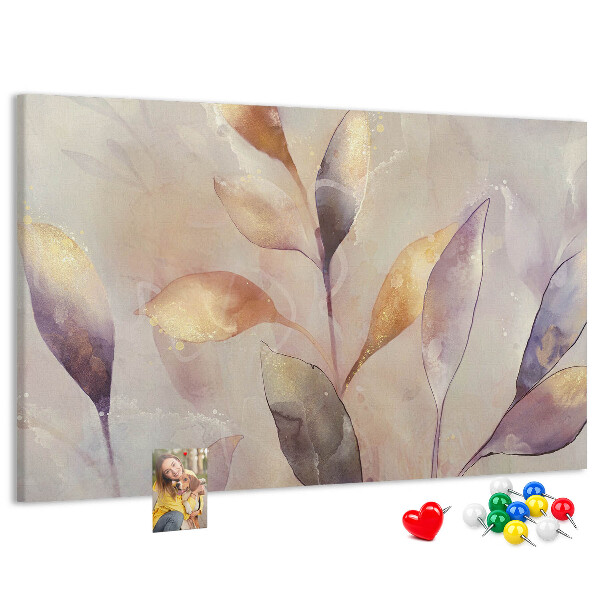 Tableau en liège Feuilles délicates aux teintes pastel
