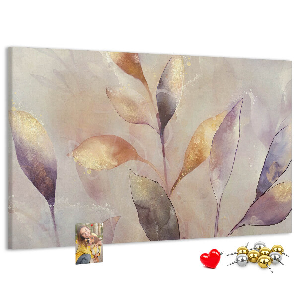 Tableau en liège Feuilles délicates aux teintes pastel