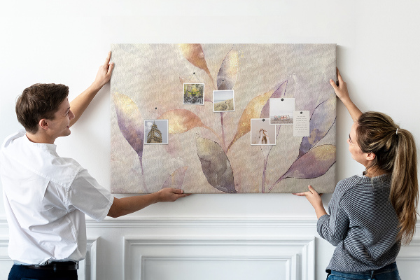 Tableau en liège Feuilles délicates aux teintes pastel