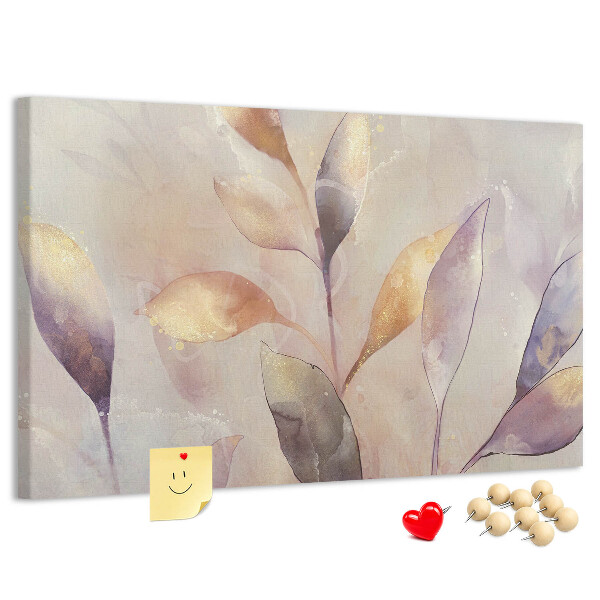 Tableau en liège Feuilles délicates aux teintes pastel