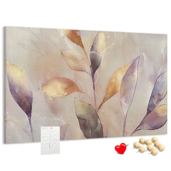 Tableau en liège Feuilles délicates aux teintes pastel